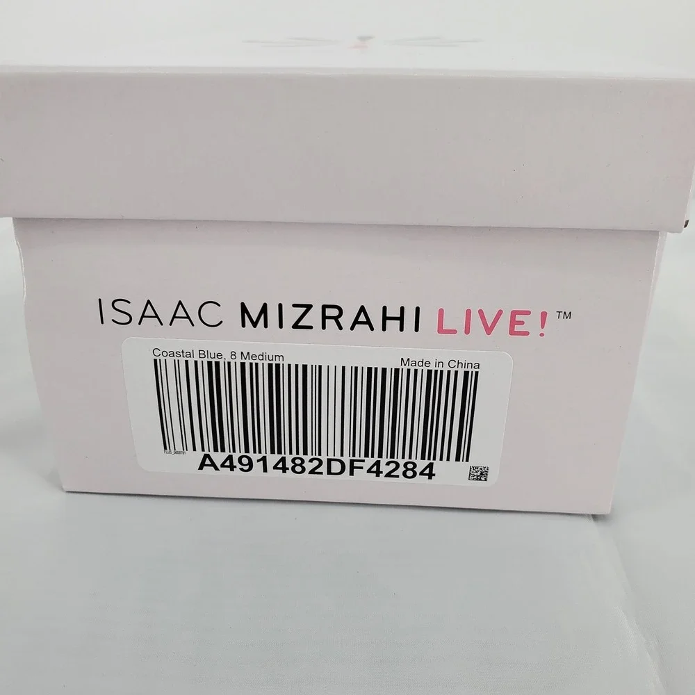 Isaac Mizrahi Live Womens 8M Espadrille‎ Flat Coastal Blue Suede New In Box